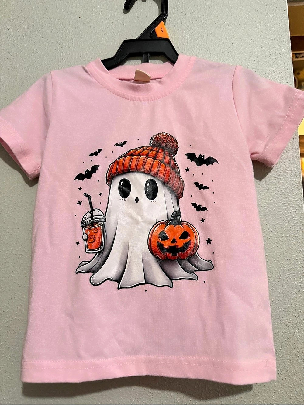 Toddlers 3T Pink Halloween Ghost Pumpkin Drink T-Shirt